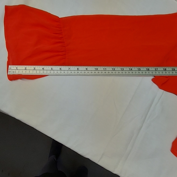 🐱 Reitmans XXL Sheer Draped Blouse Orange - Picture 6 of 8